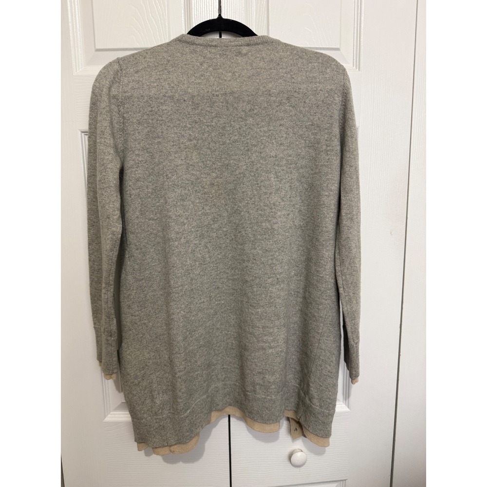 Alpha Massimo Rebecchi Wool Cashmere Cardigan Grey Tan Open Front Size 46 - Picture 5 of 5